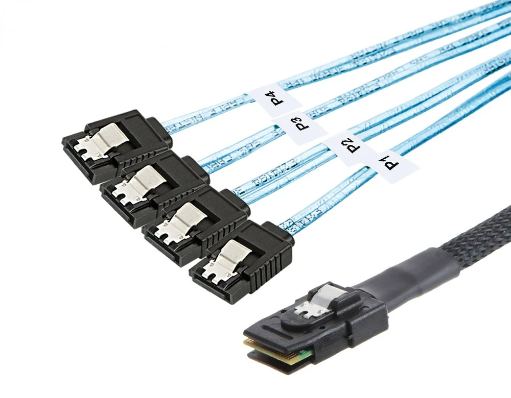 

SAS SATA Cable Mini-SAS SFF-8087 To 4 SATA Cable Mini SAS 4i SFF8087 36P To 4 SATA 7P Cable 12Gbps 1/0.5M Hard Drive Data