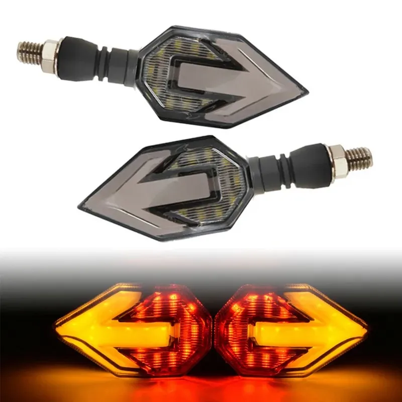 

2023 2Pcs Motorcycle LED Turn Signal Lamp Sequential Yellow Shock Resistant Low Energy Consumption Flowing LED Indicator Lights
