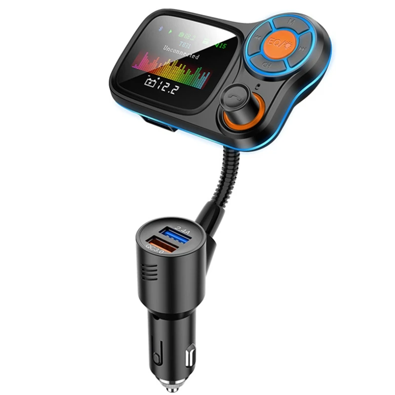 

T831 FM Transmitter Car Charger Quick Charge 3.0 Dual USB Fast Charging Bluetooth 5.0 Music MP3 Player LCD Display
