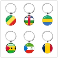 le chadcentral africanequatorial guineagabonesecongosao tome and principe national flag keychain glass cabochon key rings