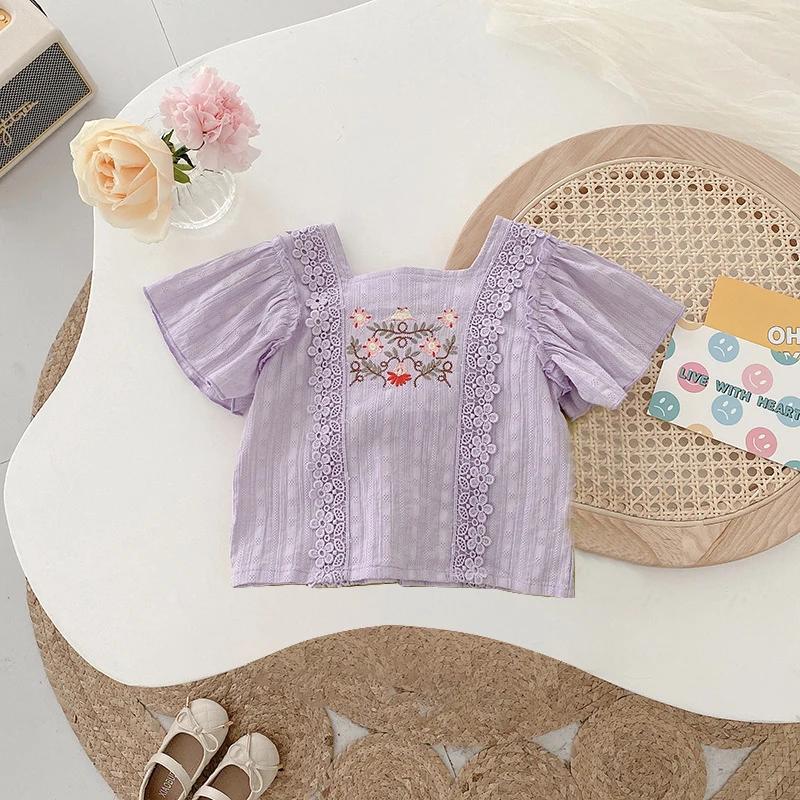 

Summer Baby Toddler Lace Soft Girls T Shirt Tops Kids T Shirts Girl Shirts Short Sleeve Girls Casual Blouse Baby Tees