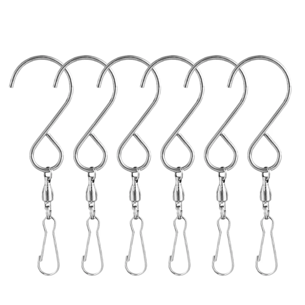 

6 Pcs Stainless Steel Hanging Hooks Rotary S-type Hooks Wind Chimes Accessories