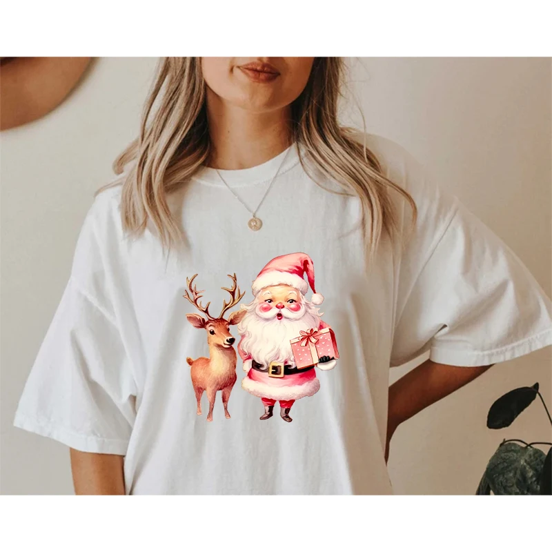 Рождественские нашивки с термопереносом Санта-Клауса одежда рисунком оленей