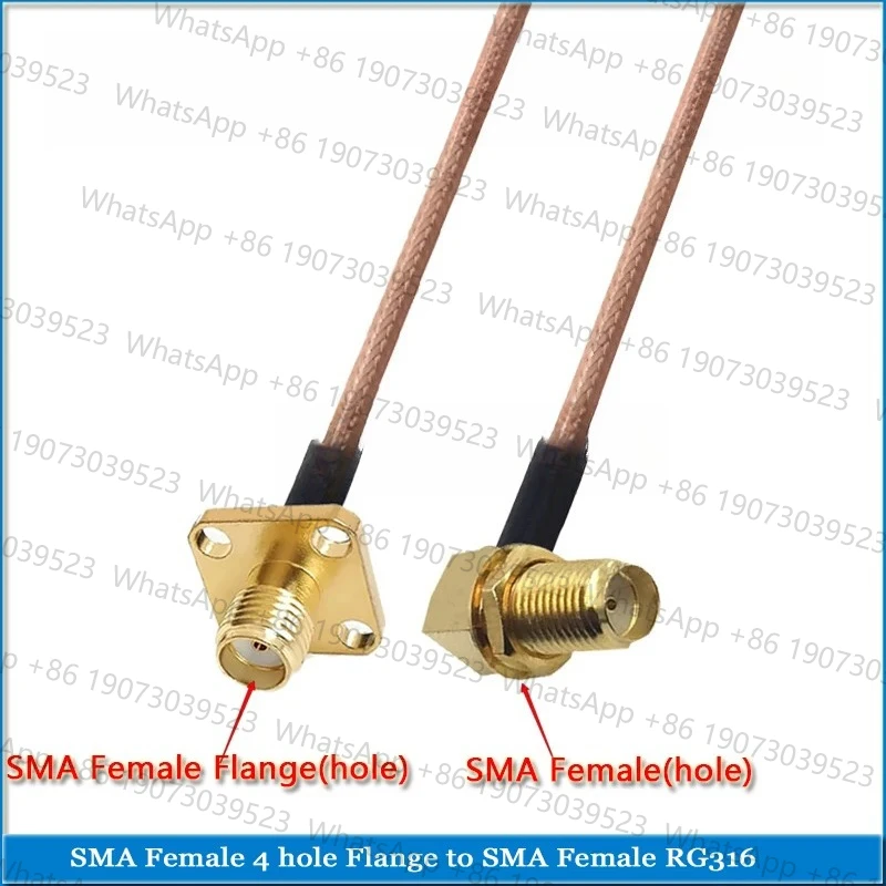 Комплект комплектов SMA Женский фланец с 4 отверстиями для RPSMA RP-SMA RP SMA Шайба Гайка 90-градусная перемычка с косичкой RG316 Удлините коаксиальный 50 Ом Медь (art.: 3920d3033ee2e) - 3920d3033ee2e