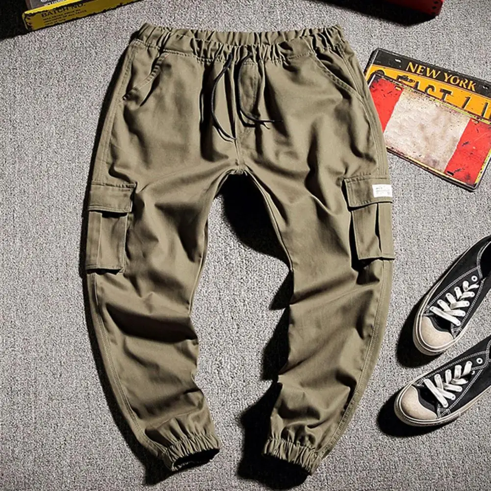 

Брюки-карго мужские тонкие, стильные штаны на ощупь, до щиколотки, однотонные