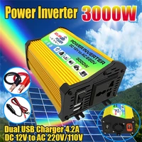 car power inverter 12v to 110v 220v transformer converter with dual usb port car charger converter adapter solar inverter 3000w