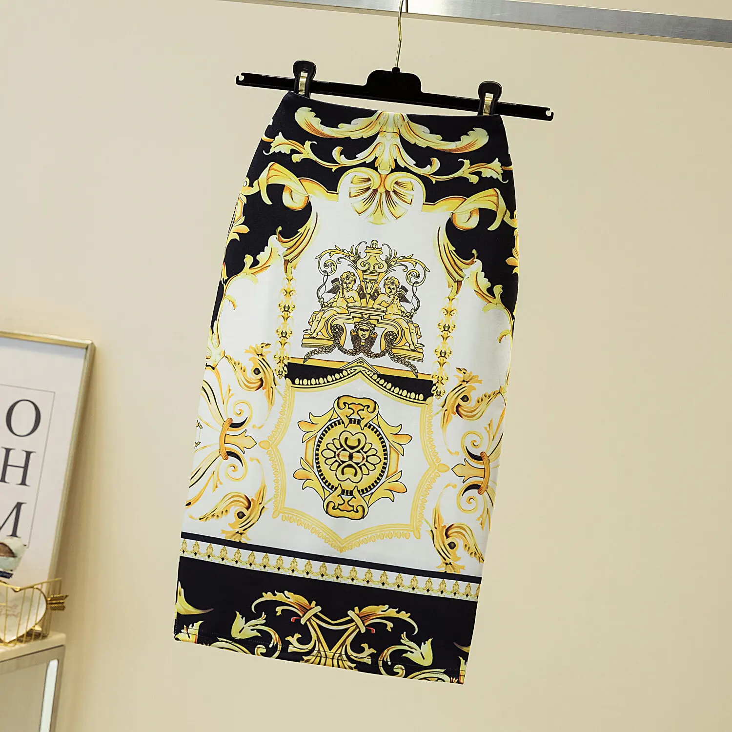 

Юбка-карандаш Женская стрейчевая с высокой талией и цветочным принтом