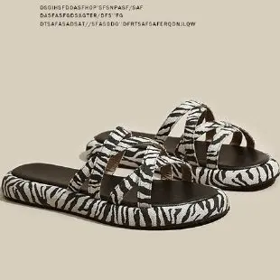 

Women 2022 Summer Slippers Flat Sandals Slippers Beach Slides Flip Flops Zebra Pattern Thick Soled Unisex Shoes Zapatillas Vc366