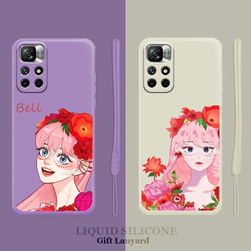 

Dragon and Princess Freckle Belle Square Liquid Case For Xiaomi Redmi Note 11 11T 9 9S 8 10 Pro for Redmi 8 9T 9A 9C 10C K40