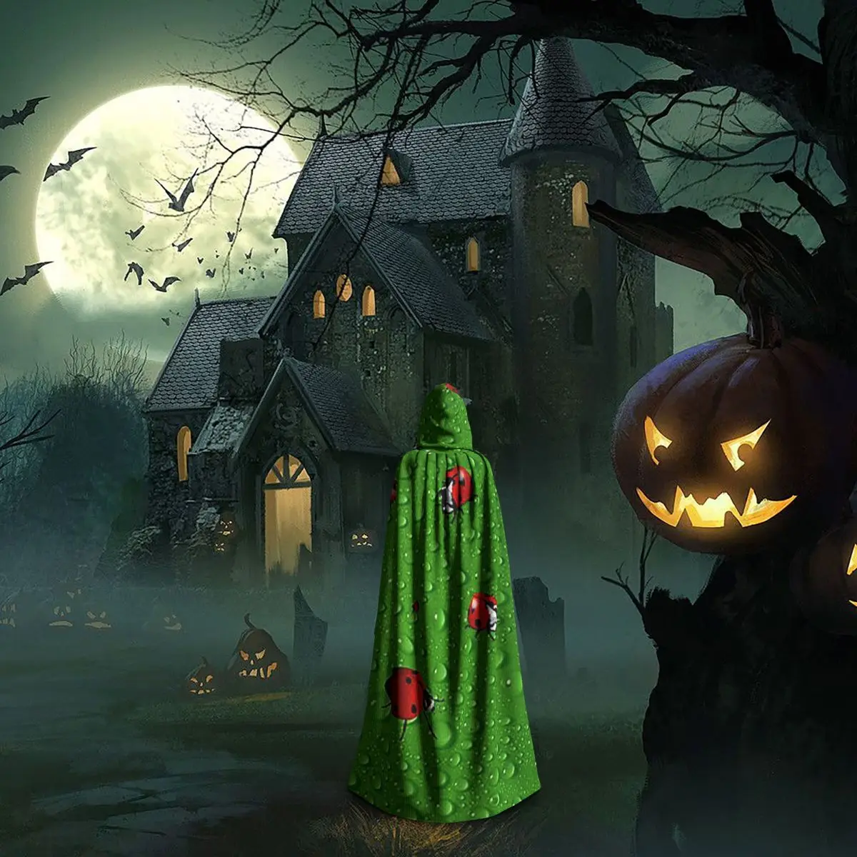 Длинная накидка с капюшоном божья коровка костюм ведьмы в средневековом стиле