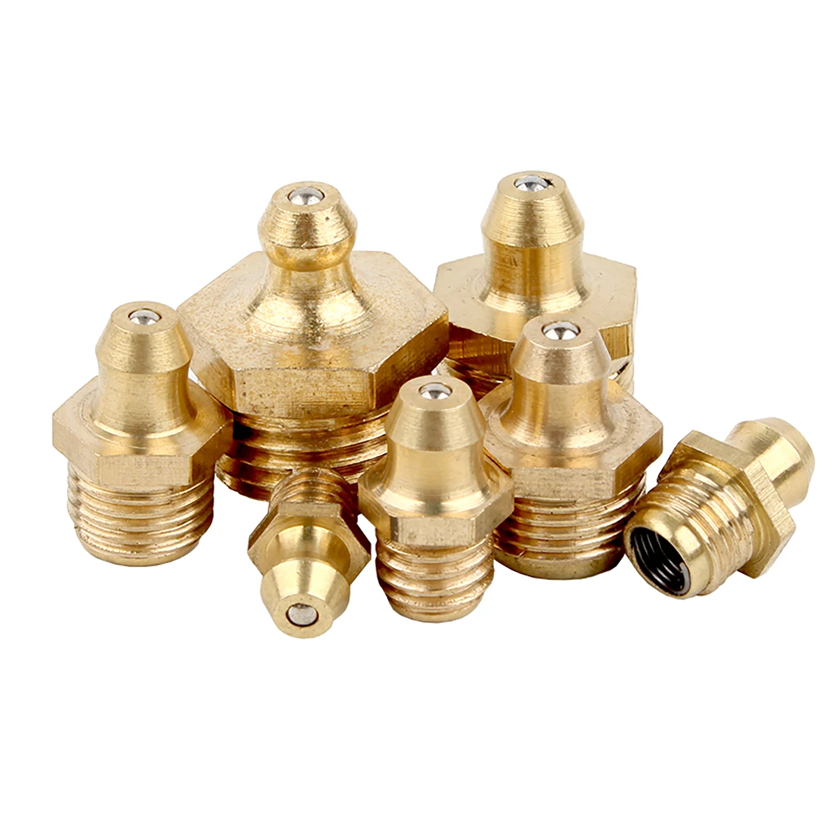 

M4M5M6M8M10M12M14M16M20 Straight / 45 Degree / 90 Degree Hydraulic Grease Brass Nipple Fitting