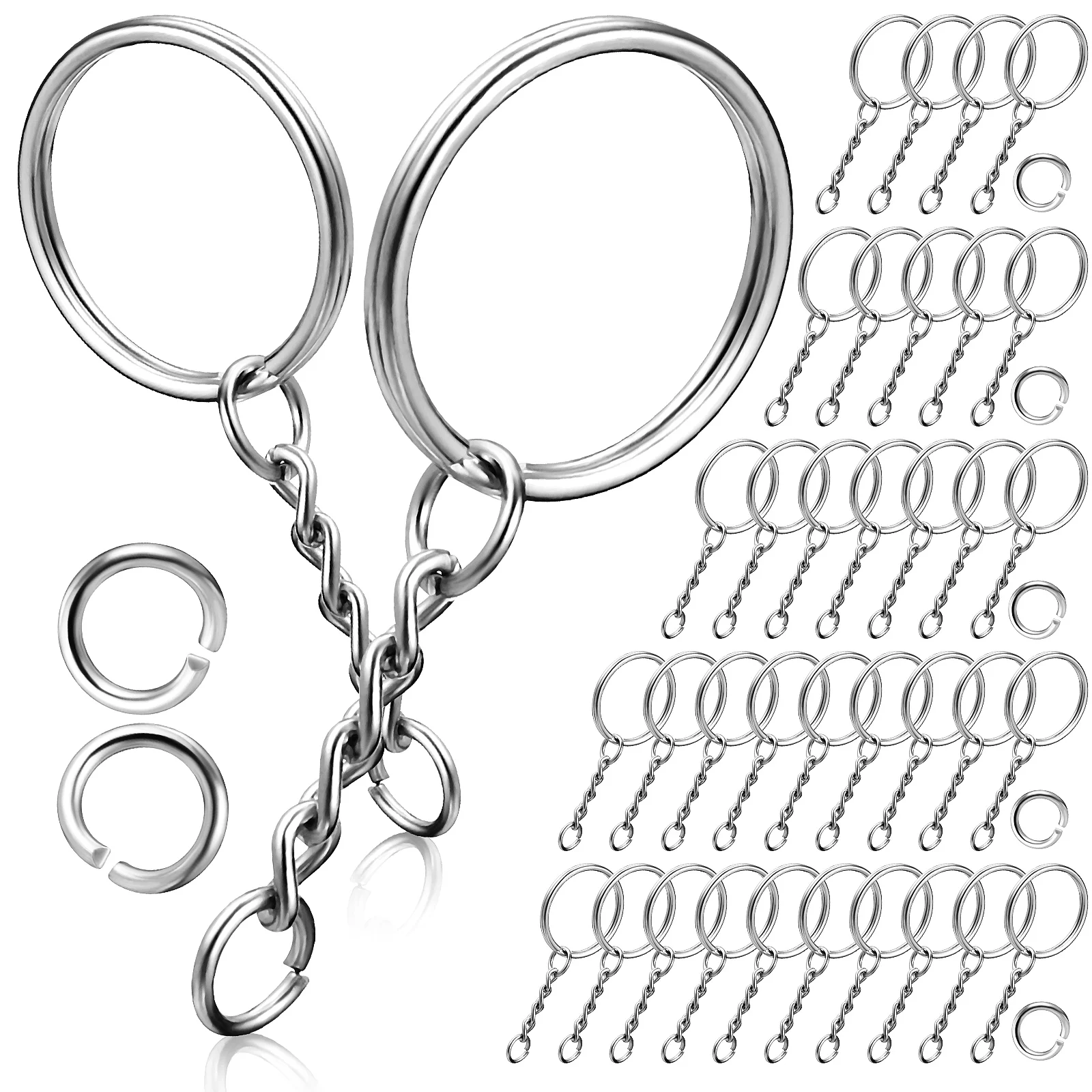 

120 Pcs Keychain Making Accessories Key Rings Jump Rings with Chains for Organizing Keys and Making Crafts