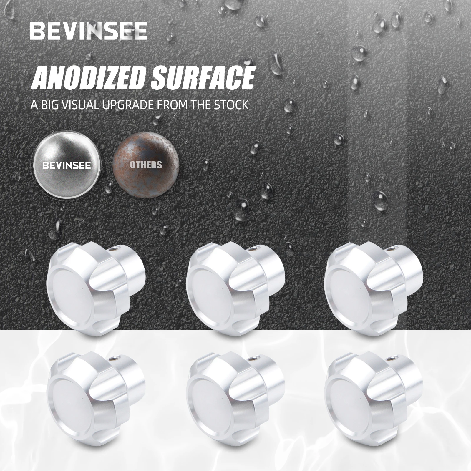 Комплект ручек приборной панели BEVINSEE для Jeep CJ5 CJ7 CJ8 1976-1986 6 шт. (черный/серебристый)