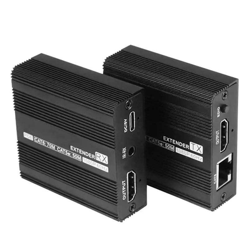 

Rondaful 1920*1080P 60Hz HDMIs-Compatible Extender RJ45 Ethernet Port 70M Transmission Distance Audio Video Adapter