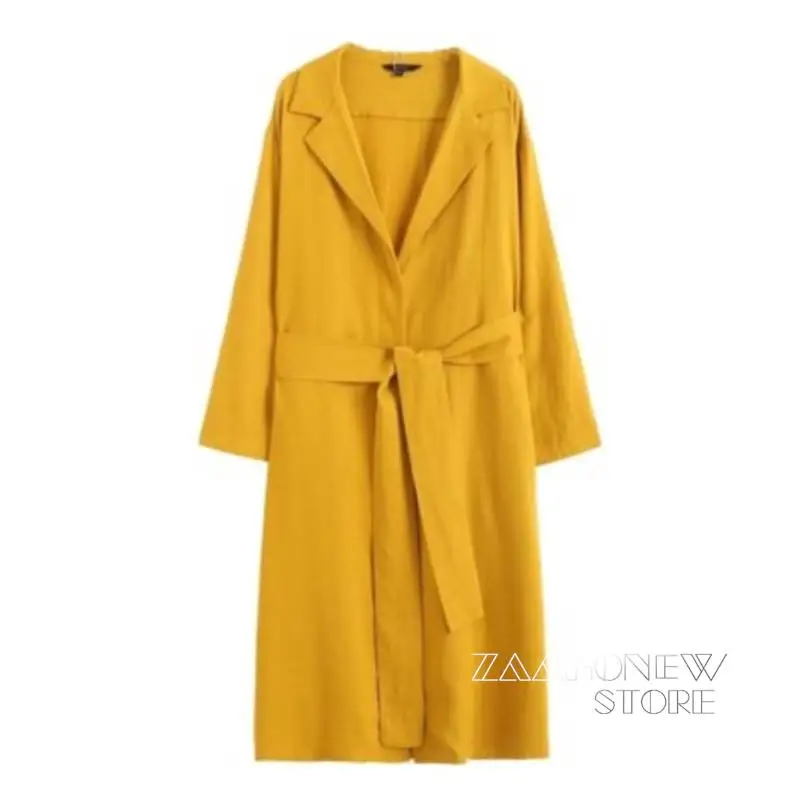 

ZAAHONEW 2022 весенне-осеннее женское платье из смеси льна с длинным рукавом, женские винтажные платья с поясом для офиса и поездок