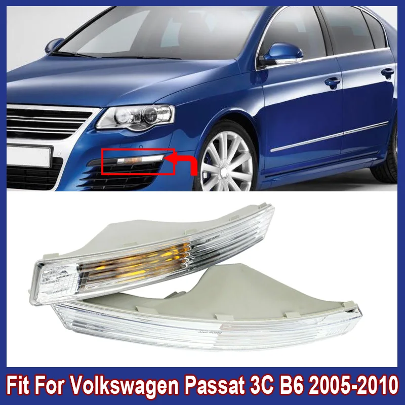 2ชิ้น/คู่รถ LED ไฟสัญญาณเลี้ยวด้านหน้ากันชนย้อนกลับไฟแสดงสถานะพอดีสำหรับ Volkswagen Passat 3C B6 2005-2010สัญญาณโ...