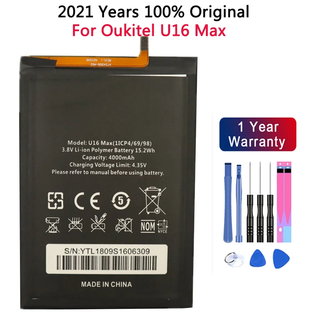

100% Original U16 Max 4000mAh Battery For Oukitel U16 Max Smart Mobile Phone Replacement Battery Batteries+ Gift Tools