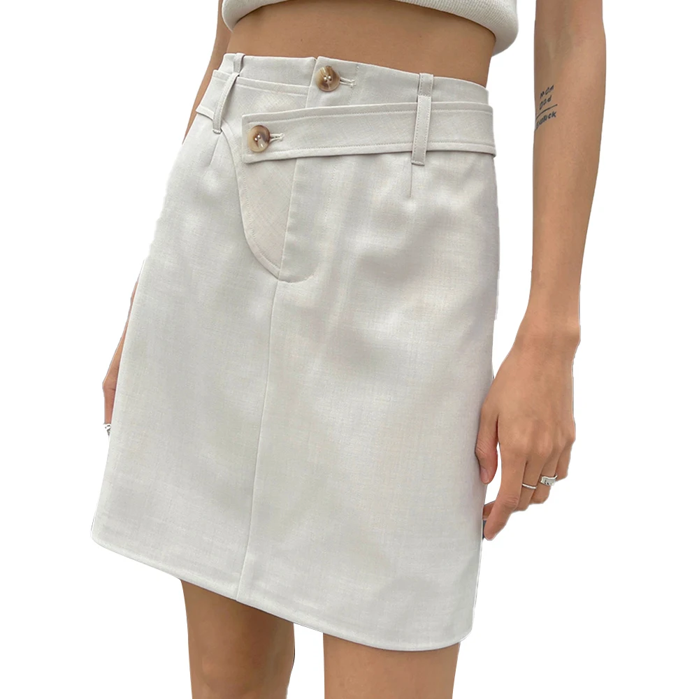 

TWOTWINSTYLE Minimalist Style Solid Skirt For Women High Waist Patchwork Sashes Mini A Line Skirts Female 2022 Summer Clothing