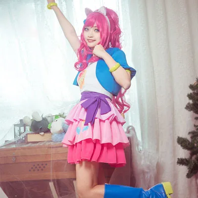 My Girls Women Little Pony Pinkie Pie Human Cosplay Costume Female Pink Halloween Carnival Costumes Custom Made images - 6