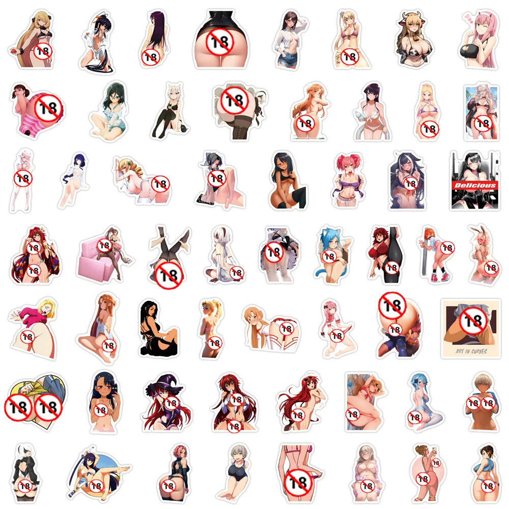 Стикеры с героями мультфильмов Hentai Waifu 10/30/50/110 шт