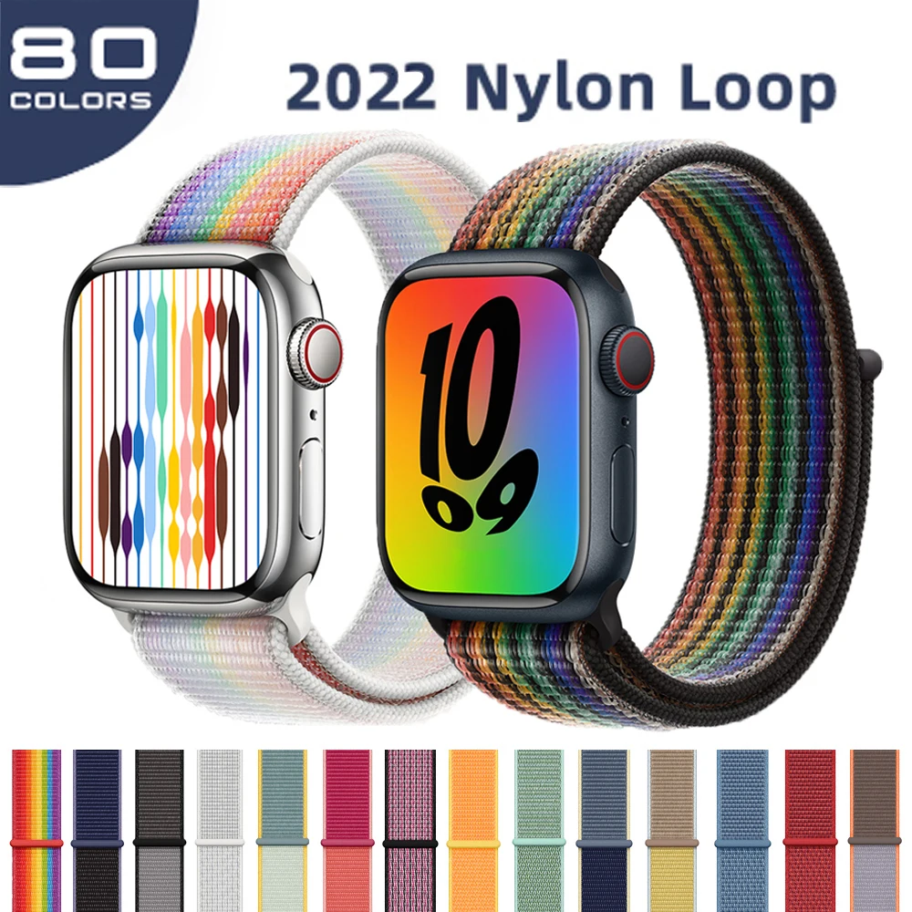 

Strap for Apple Watch 6 Band Series 7 45mm 41mm for iWatch Se 5 4 3 2 Nylon Bracelet for Apple Watch 44mm 40mm 38mm 42 Watchband