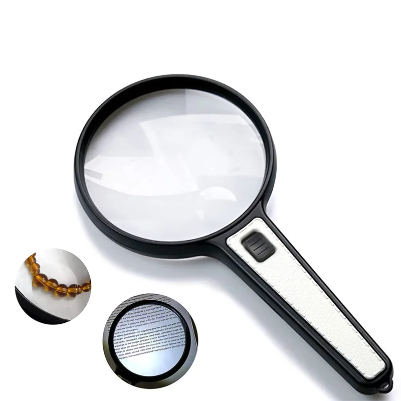

Handheld Magnifier Large Diameter Led Magnifying Glass Optical Acrylic Lens for Antique Jade Jewelry Newspaper Book Reading