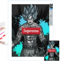 diy diamond painting dragon ball 5d full round drill cross stitch son goku retro picture anime home decor mosaic embroidery gift