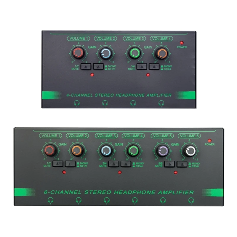

Portable Headphone Amplifier 4 /6 Channels Stereo Amplifier,Mini Earphone Splitter 4 x3.5mm,4x 6.35mm Port Output