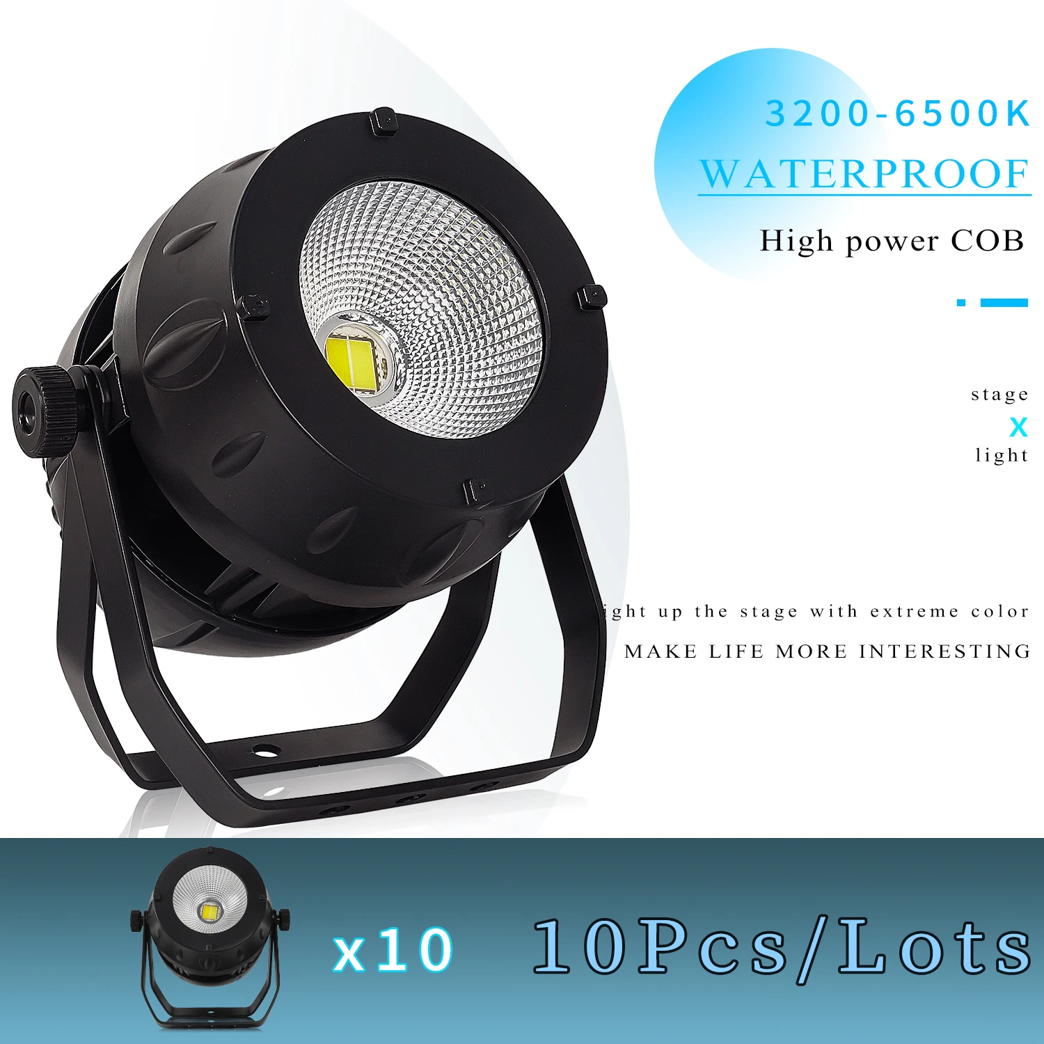 

10Pcs/Lots Outdoor Waterproof 100W/200W COB Stage Spotlight Warm White Cool White 2 in 1 DMX512 Control DJ Disco Audience Lights