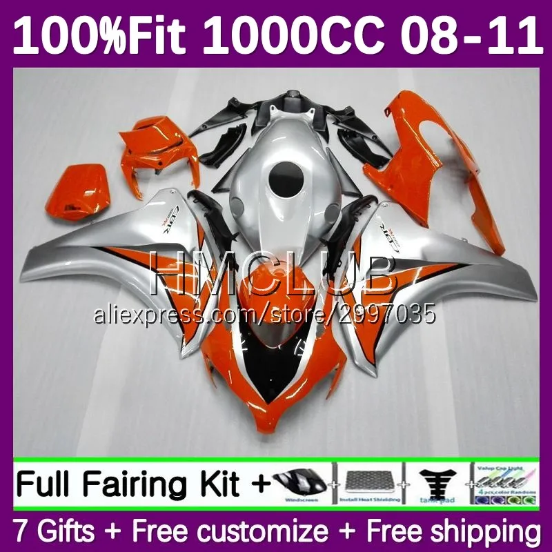Обтекатель для HONDA CBR1000 CBR 1000 RR CC 1000RR 2008 2009 2010 2011 оранжевый серебристый 21No.25 1000CC