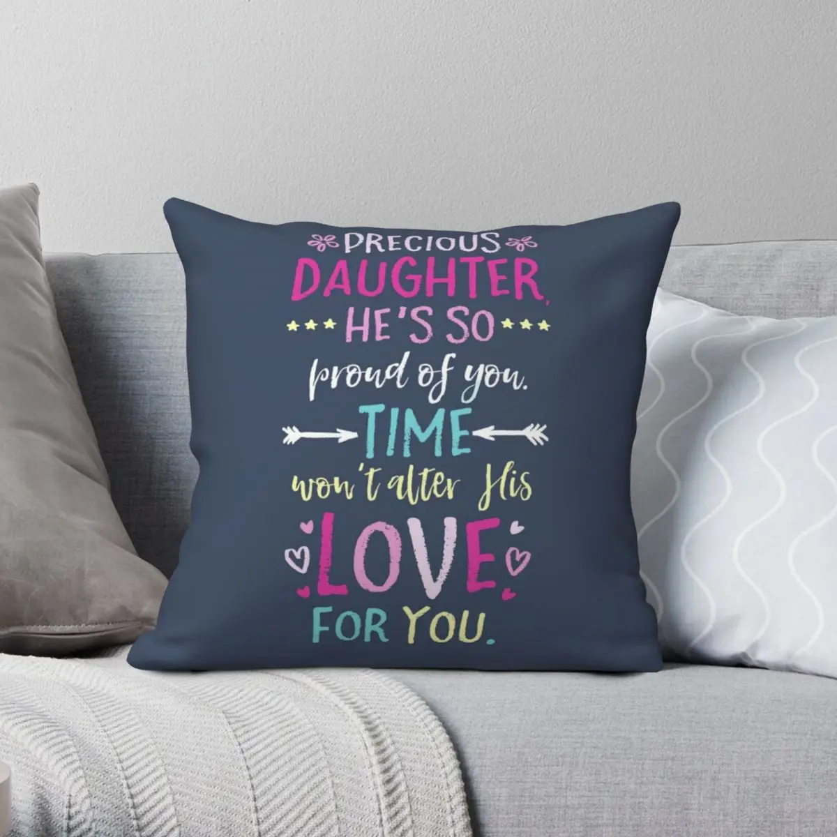 

PRECIOUS DAUGHTER Pillowcase Polyester Linen Velvet Pattern Zip Decorative Pillow Case Room Cushion Case Wholesale