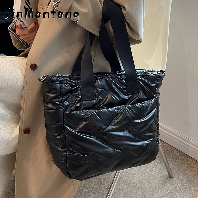 

Новая зимняя Большая водонепроницаемая тканевая сумка-тоут для женщин 2023, трендовая дизайнерская сумка на плечо, женские сумки через плечо для покупок