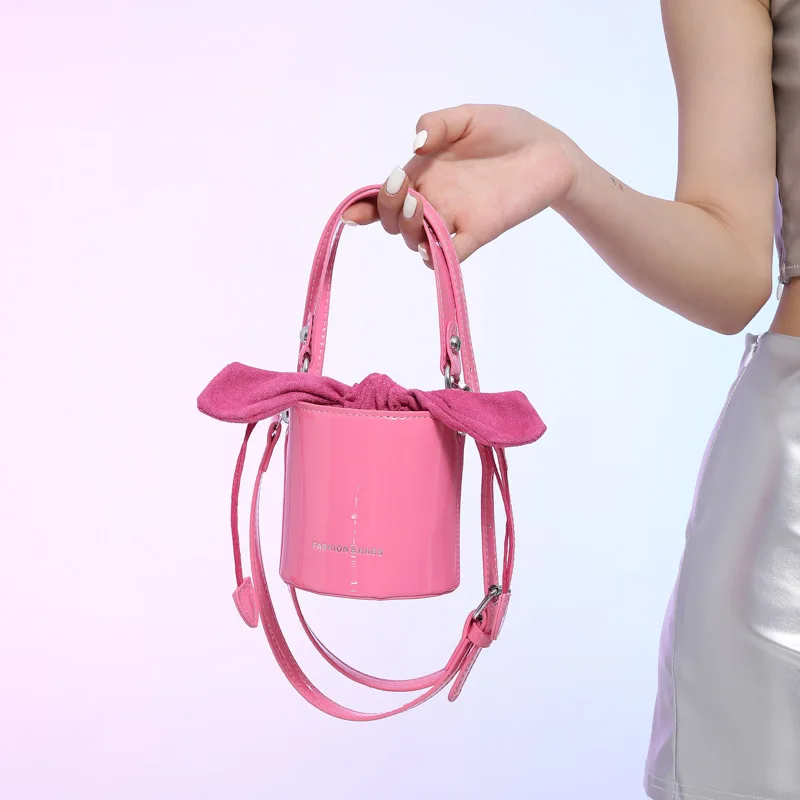 Мини Изысканная винно-красная Глянцевая сумка через плечо с лакированной