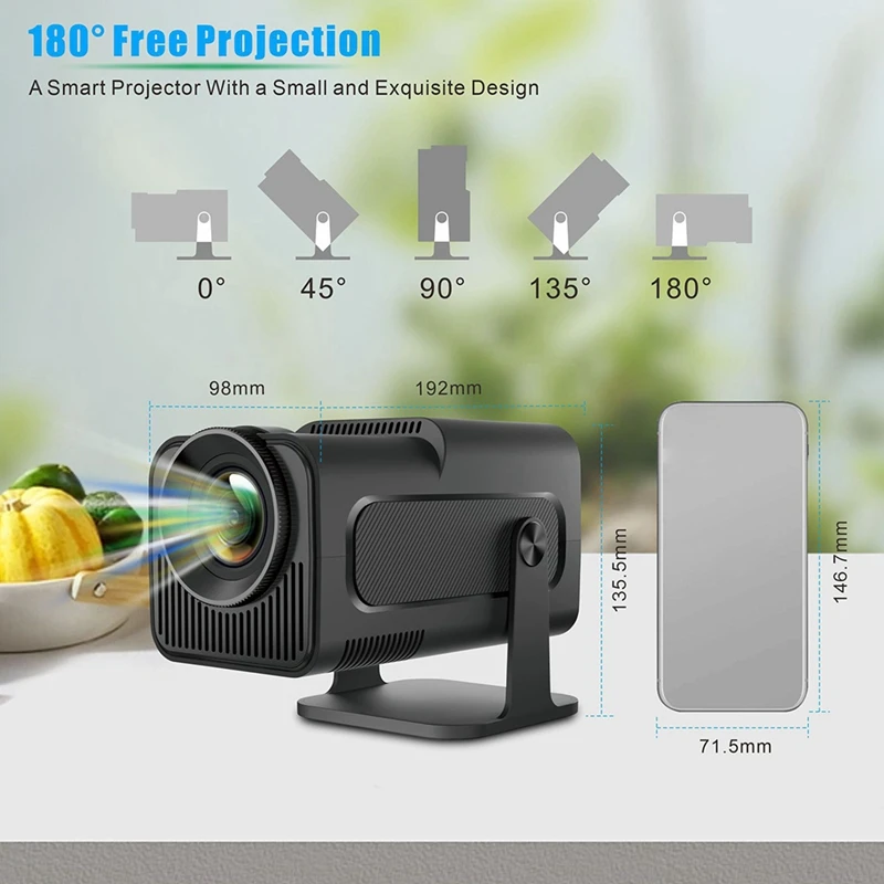 Портативный проектор HY320 Dual Wifi6 BT5.0 1920X1080p 300ANSI 4K Allwinner H713 Android 11