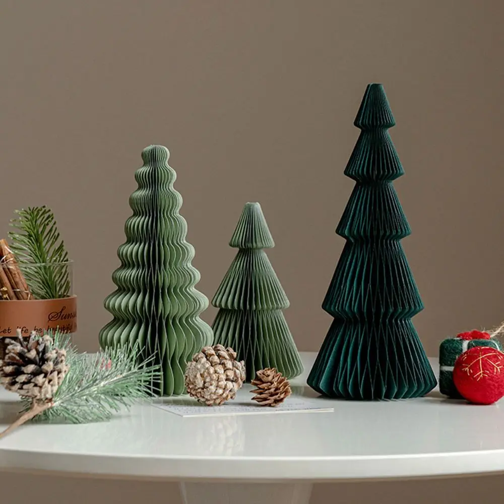 15/20/25/30cm Origami Christmas Tree Ornament Scene Props Atmosphere Decoration Mini Santa Claus Desktop Decor