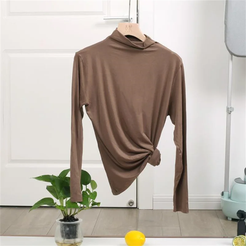 

Modal Skin Stretch Spring Autumn Fashion Adult Women Ballet Dance Base Shirts High Neck Dance Practicing Long Sleeve T-shirt