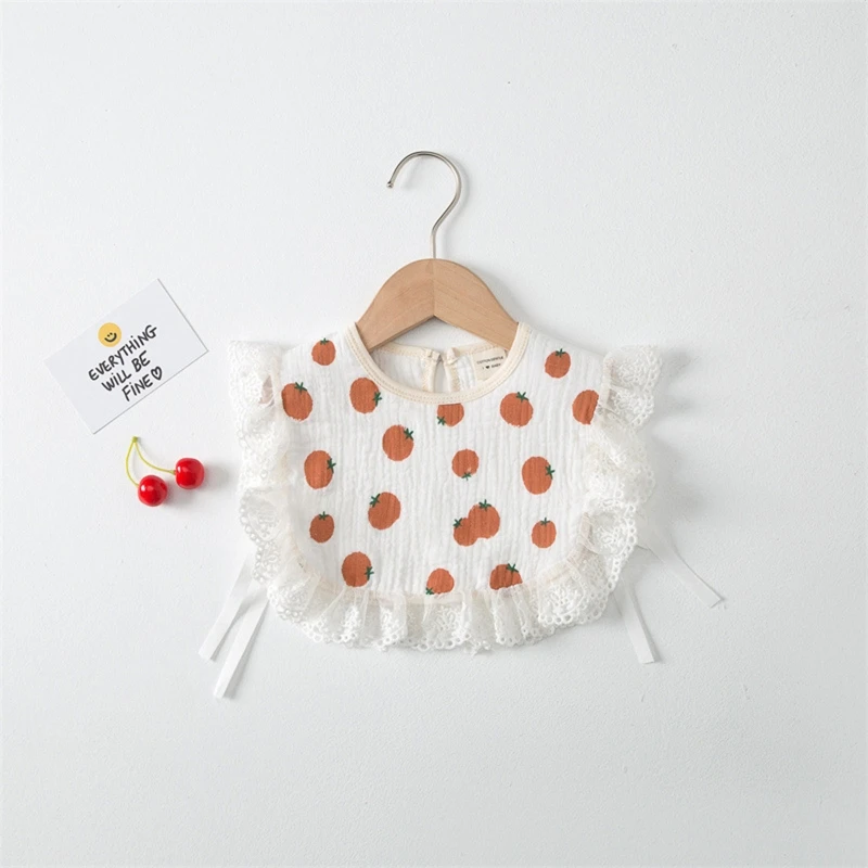 

XXFE Baby Bib Ruffle Broken Flower Lotus Leaf Collar Cotton Muslin Lace Slobber Bib Baby Gift Infant Feeding Burp Cloth