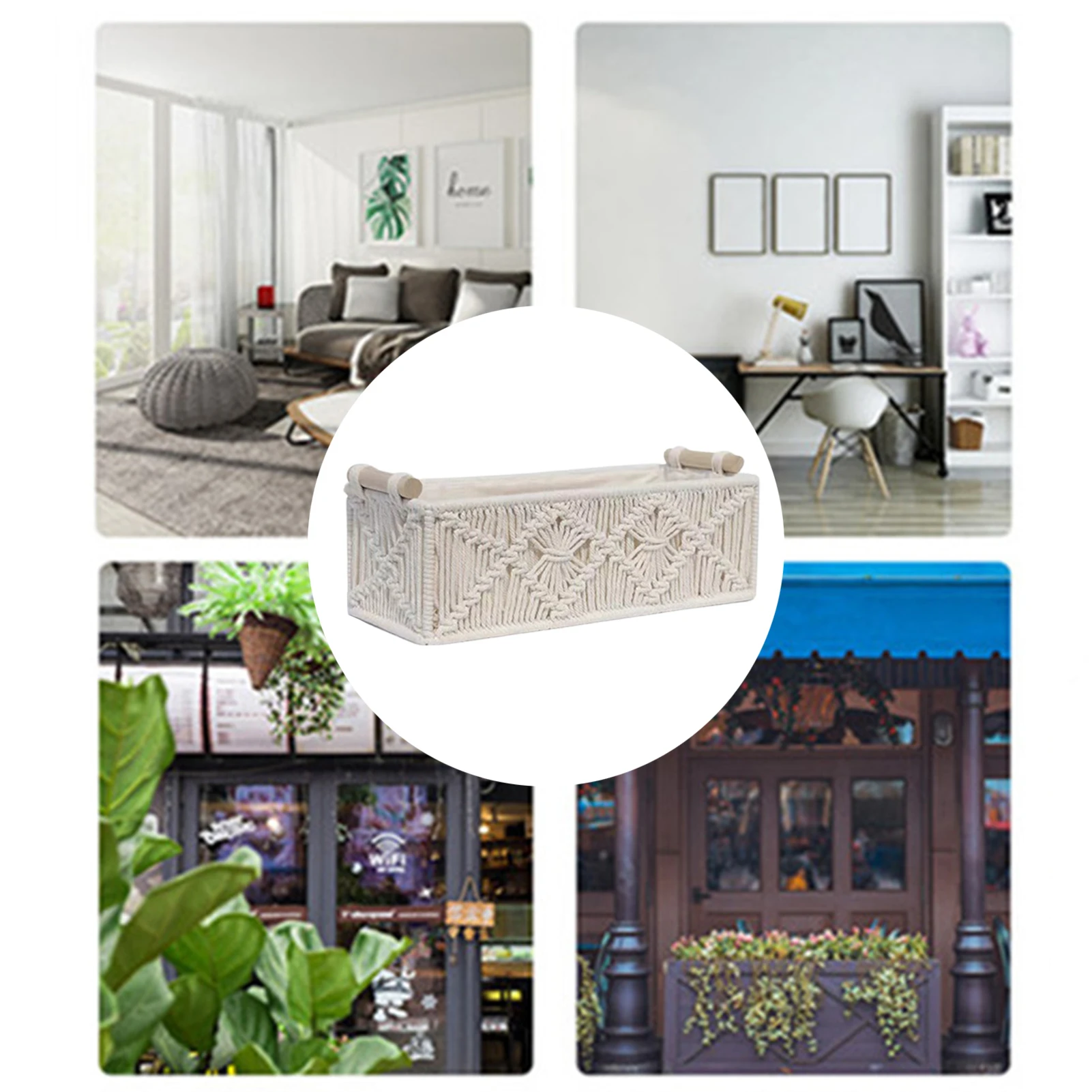 

Хлопковая веревка, тканая коробка, декоративные корзины для хранения, тканая корзина, большие стеллажи для хранения, белые, два размера