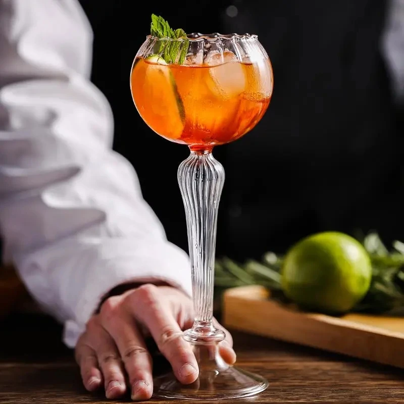 

Creative Cocktail Glass Wine Whiskey Copita Glass Decor Glass Candle Holder Candlestick Goblet Flower Coffee Shop Bar Glass Cups
