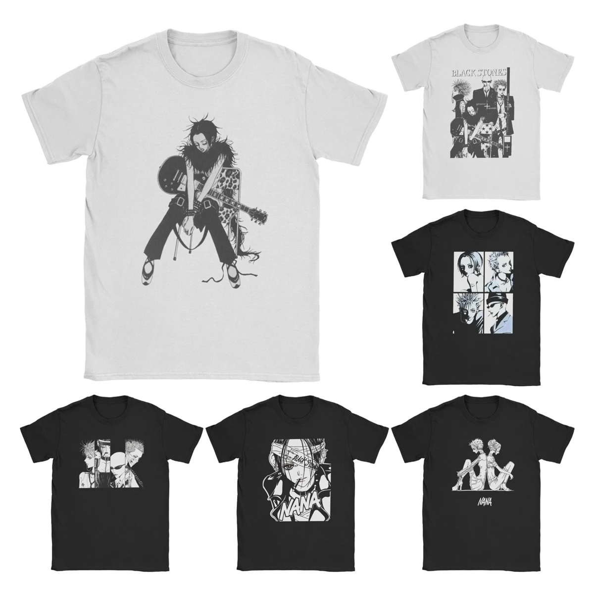 

NANA Osaki Manga T-Shirt Men's 100% Cotton Casual T-Shirt Crew Neck Anime Short Sleeve Plus Size Men's Short Sleeve T-Shirt