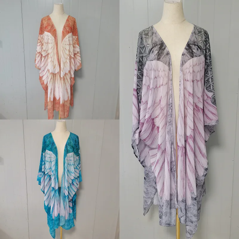 

Personalized Fashion Beach Blouse Ocean Wings Sexy Goddess Sunscreen Cardigan Bikini Blouse to Send Girlfriend Gifts