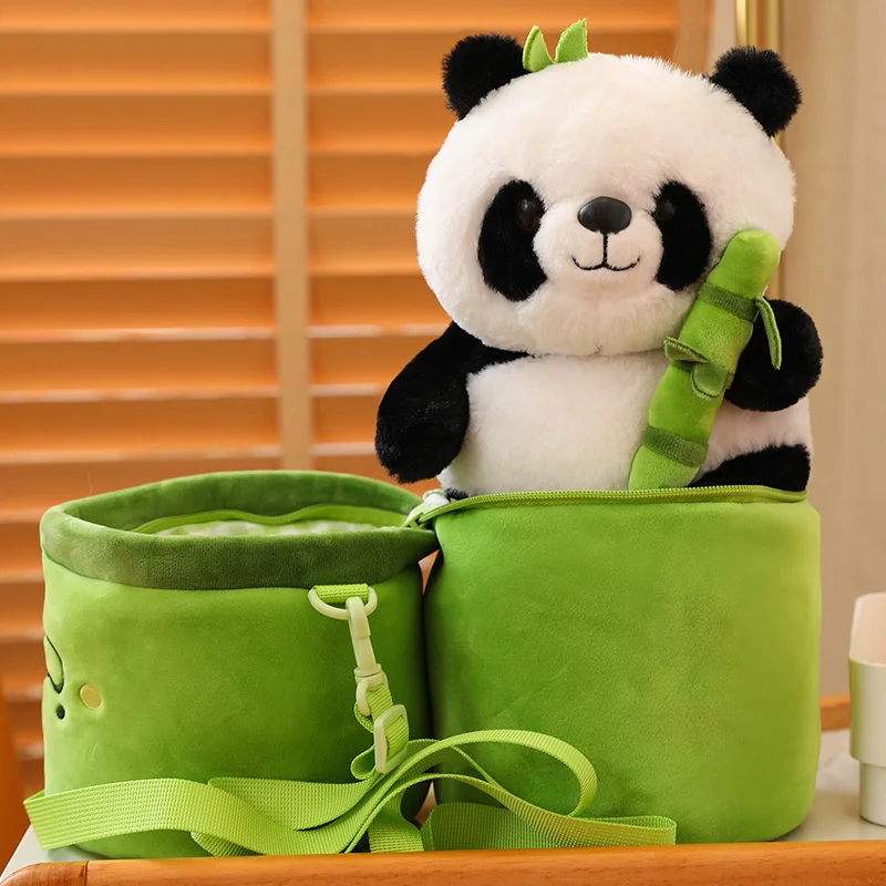 

2 в 1 симпатичная бамбуковая трубка панда плюшевая игрушка кавайная Мягкая панда обнимающая сумки через плечо плюшевая кукла подушка для детей подарок на день рождения Рождество