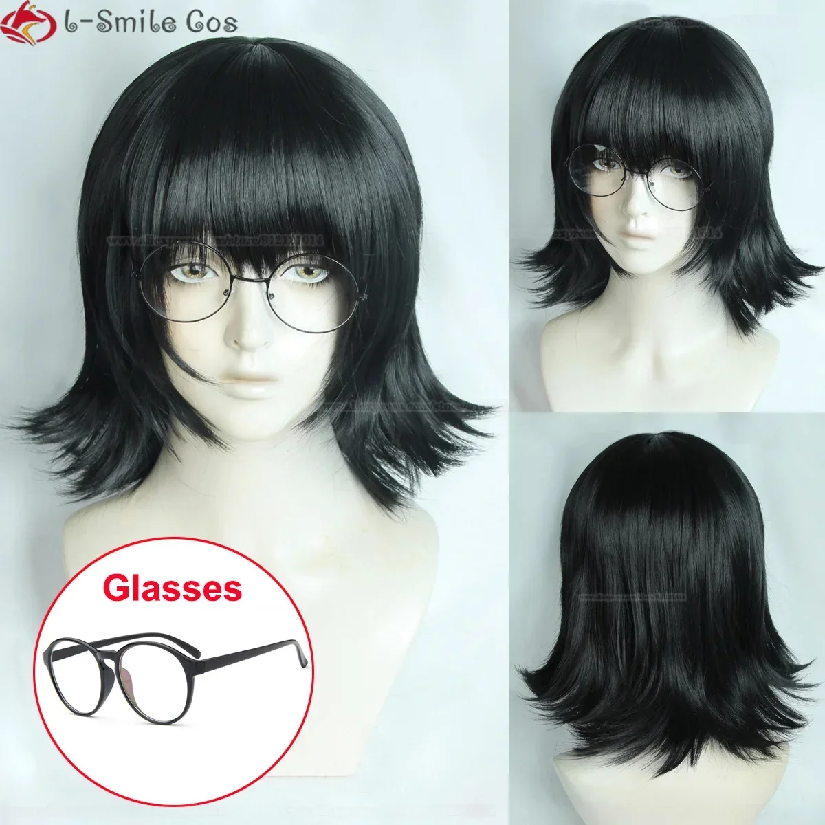 Парик для косплея Shizuku Murasaki аниме Hunter x парик с короткими черными волосами очки