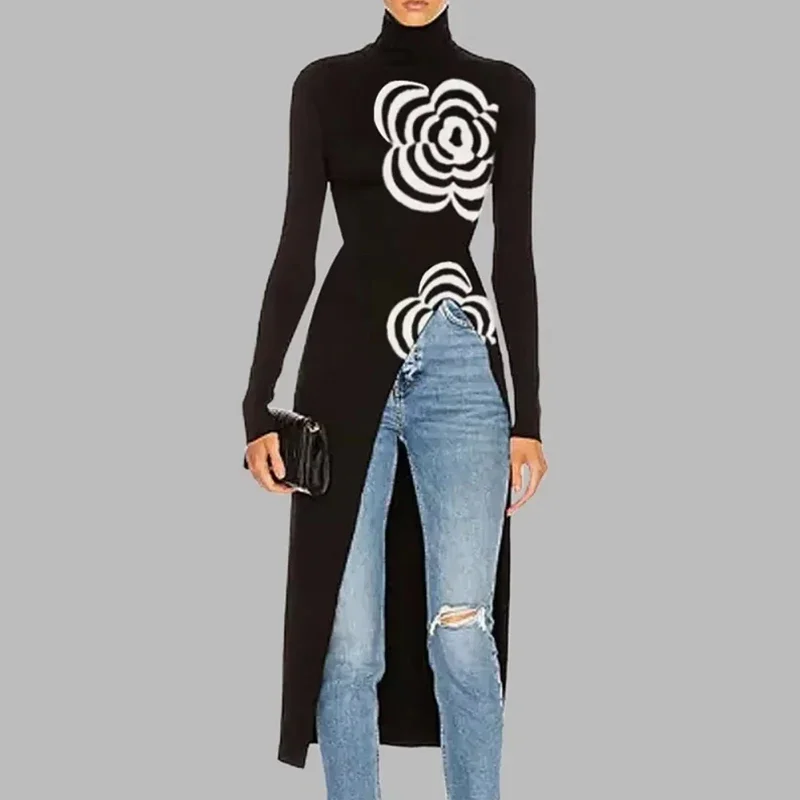 Beautyblue женский черный топ пуловеры свитер с высоким воротом повседневные