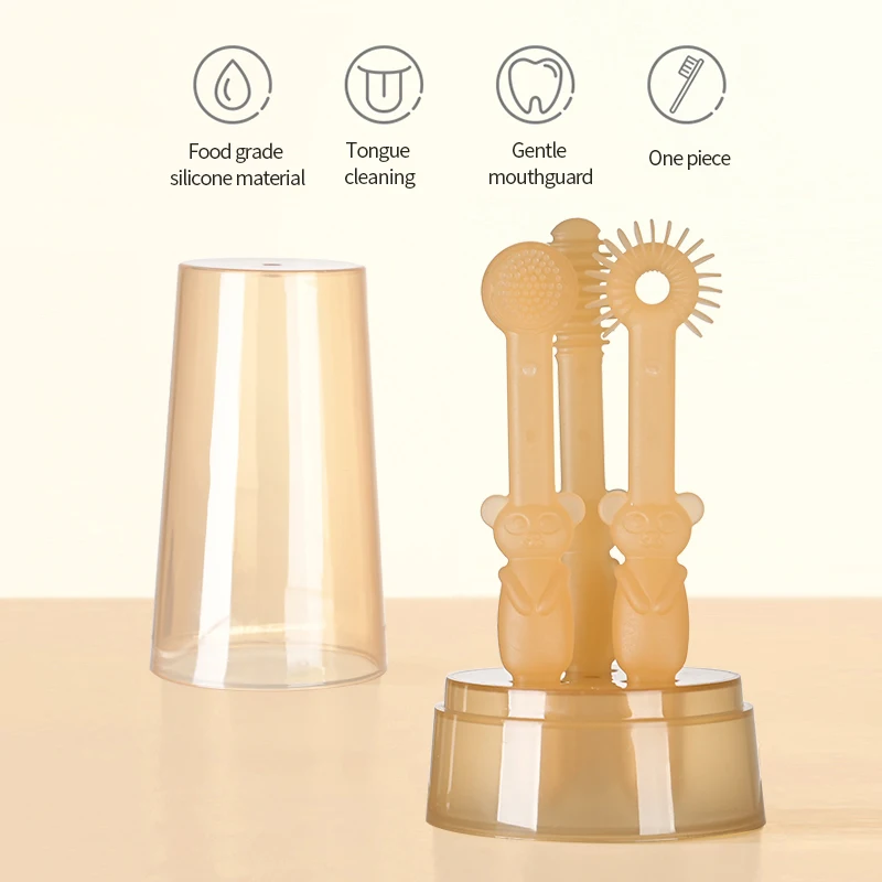 

Детская зубная щетка, детская Силиконовая зубная щетка, зубная щетка с мягкой щетиной для младенцев, детская зубная щетка для ухода за полос...