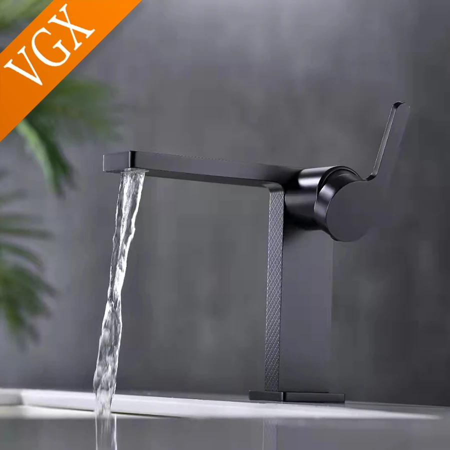 

VGX Luxury Bathroom Faucets Basin Mixer Sink Faucet Gourmet Washbasin Taps Hot Cold Water Tap Square Tapware Chrome Black