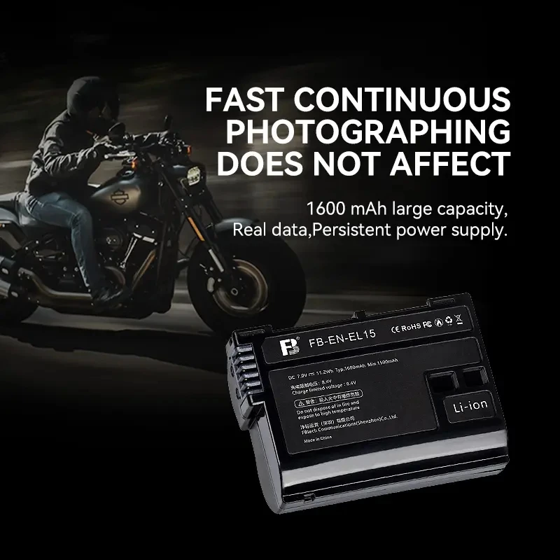 Аккумулятор FB EN-EL15 EL15C 1600 мАч для камеры Nikon Z7II Z6II D7500 D7200 D850 D780 Z5 D7100 D610 D800E