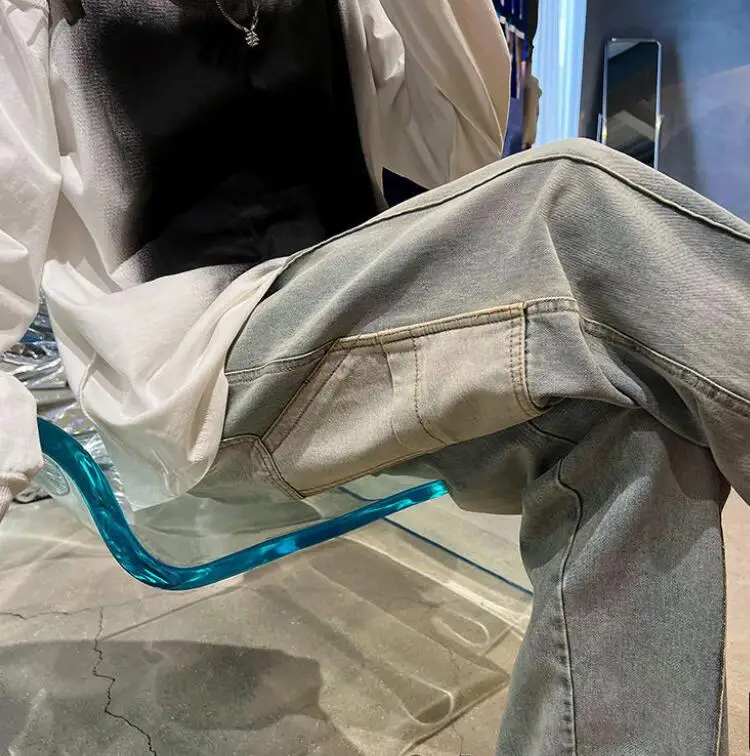 European And American High Street Pants Men's Retro Jeans Straight Loose Trousers Harajuku Jeans