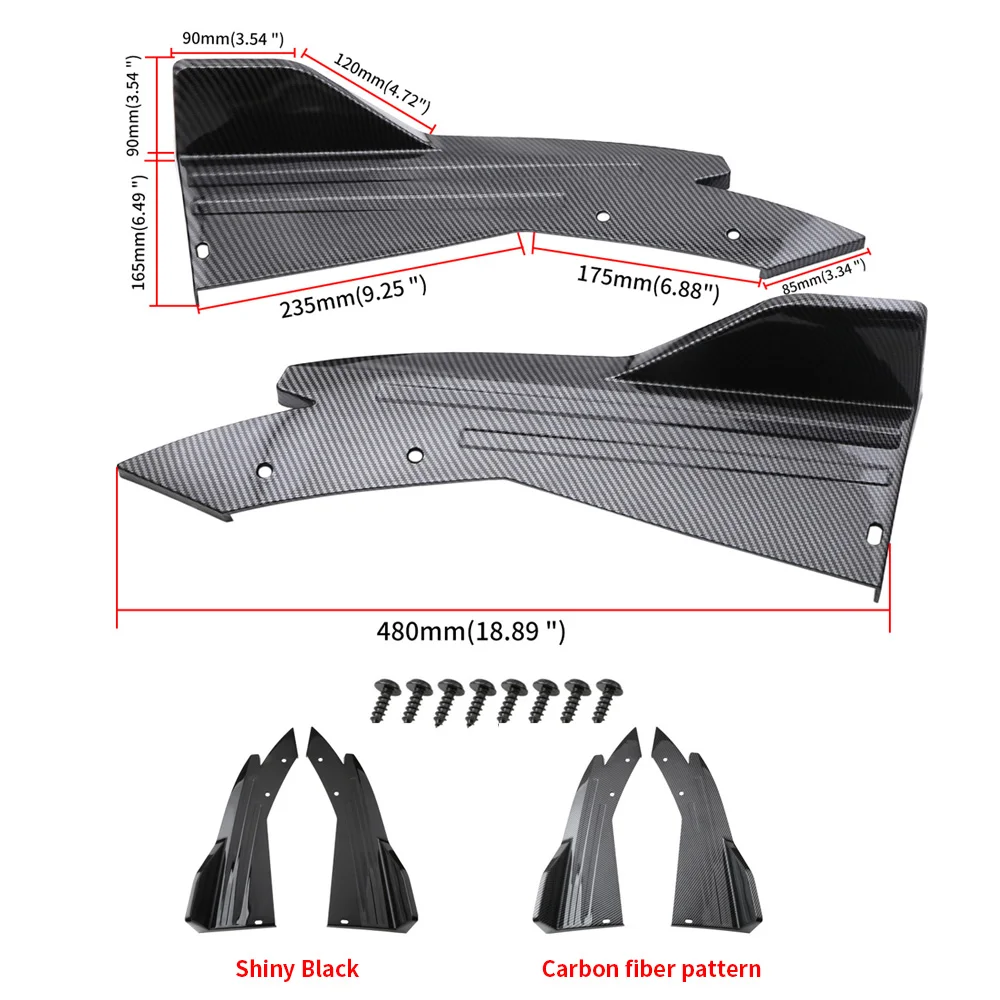 

2pcs Universal Gloss Black Car Rear Bumper Spoiler Canards Fins Anti-crash Diffuser Lip Wrap Angle Splitter Protector Guard Kits