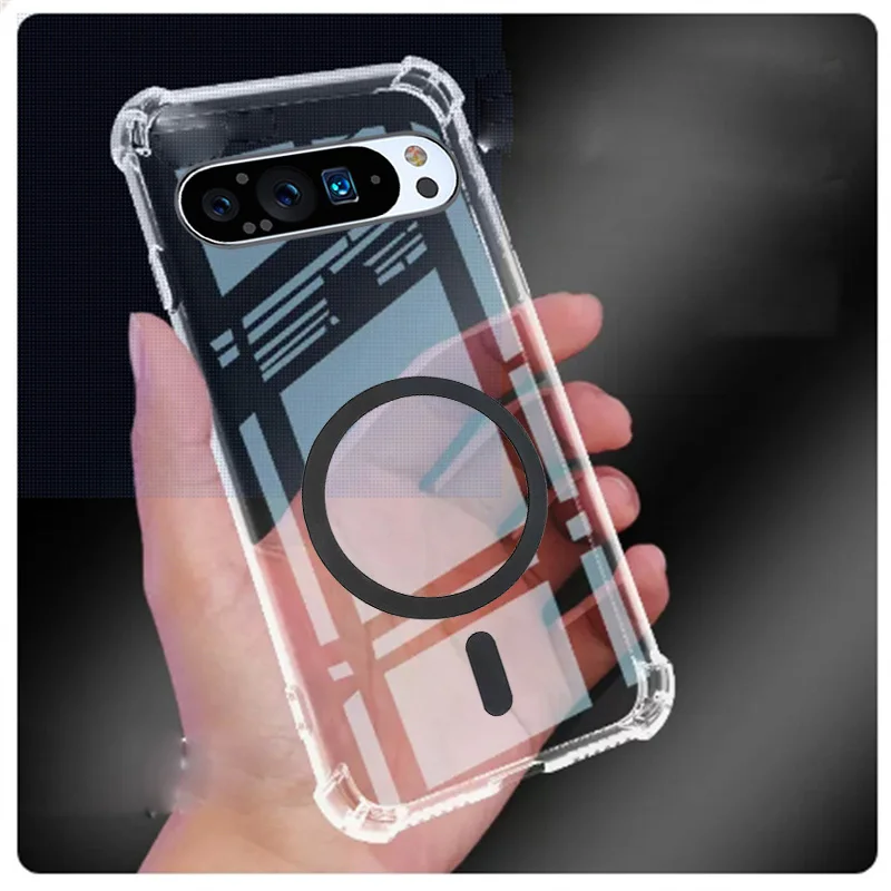 Модный чехол для Google Pixel 9 9A Pro XL прозрачная мягкая задняя крышка из ТПУ с магнитной